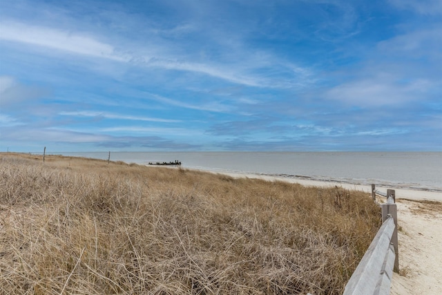 property view of water with a beach view