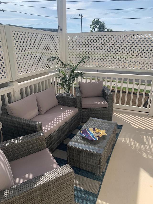 view of patio / terrace featuring a balcony and an outdoor hangout area