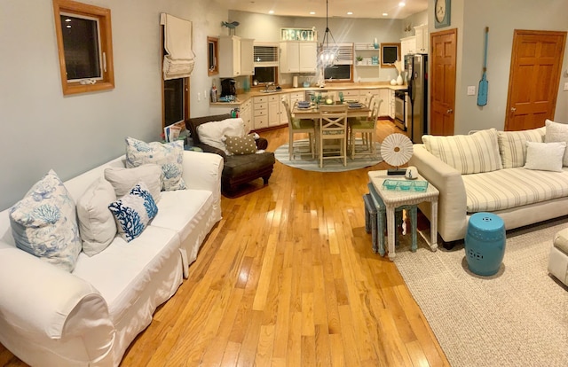 living room featuring light wood-style floors