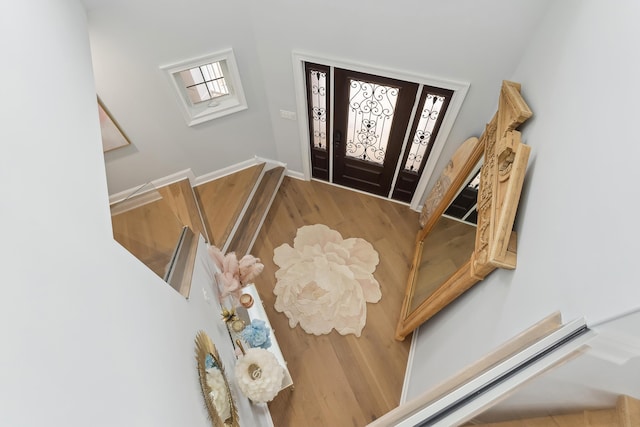 foyer entrance featuring wood finished floors