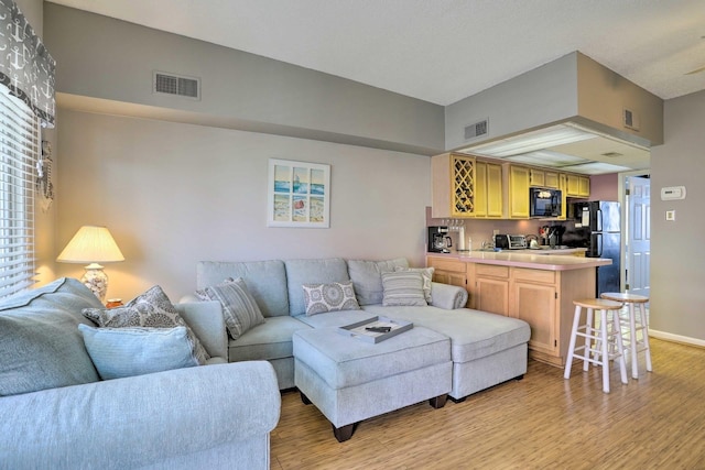 living room featuring light hardwood / wood-style flooring