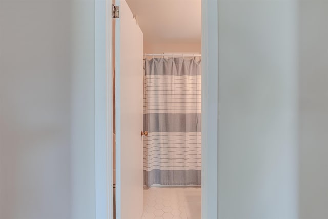 34 Holiday Rd, Villas, NJ 08251 - full bath with a shower with shower curtain and tile patterned floors