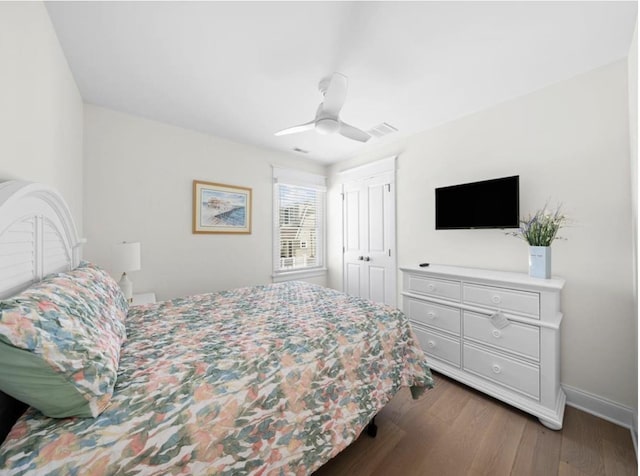 5765 Ocean Dr, Avalon, NJ 08202 - bedroom featuring wood finished floors, baseboards, a ceiling fan, and a closet