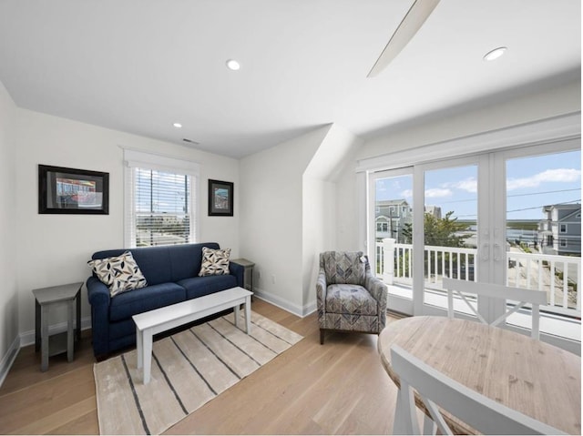 5765 Ocean Dr, Avalon, NJ 08202 - living room with light wood-style flooring, baseboards, and recessed lighting