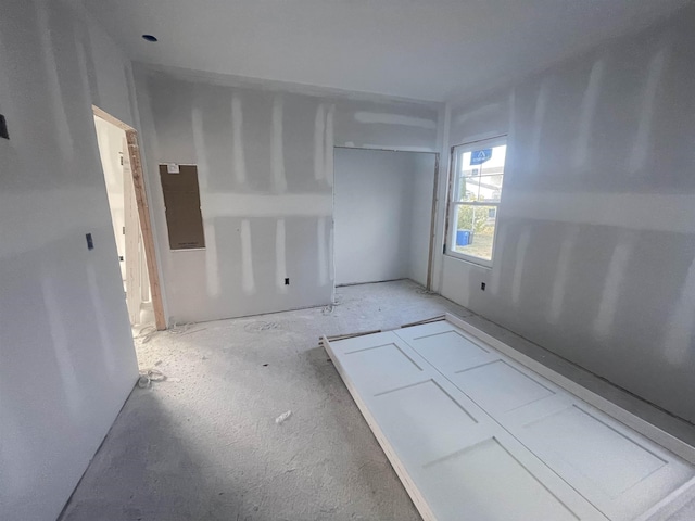 unfurnished bedroom featuring electric panel