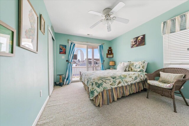 430 W Pine Ave, Wildwood, NJ 08260 - carpeted bedroom featuring access to exterior and ceiling fan