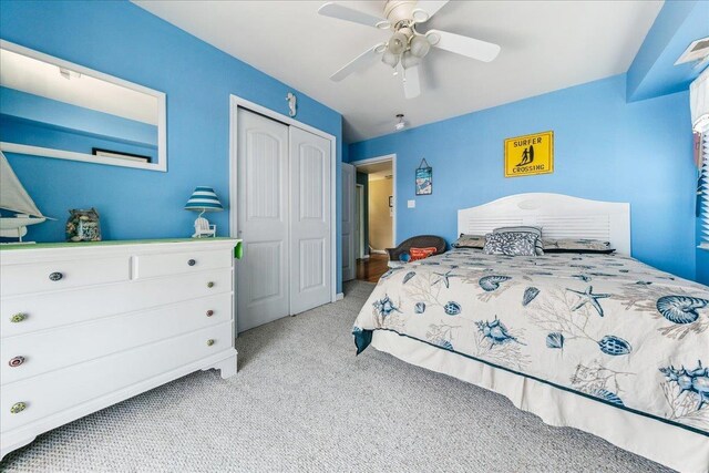 430 W Pine Ave, Wildwood, NJ 08260 - bedroom featuring a closet, carpet flooring, and a ceiling fan