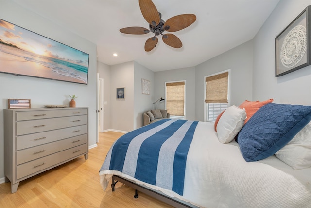 1524 Yacht Ave Unit A, Cape May, NJ 08204 - bedroom with light wood-style flooring, recessed lighting, ceiling fan, and baseboards