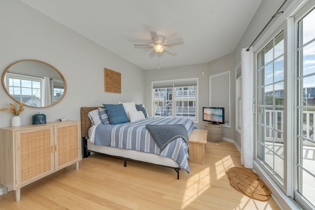 1524 Yacht Ave Unit A, Cape May, NJ 08204 - bedroom with light wood-type flooring, access to outside, and ceiling fan