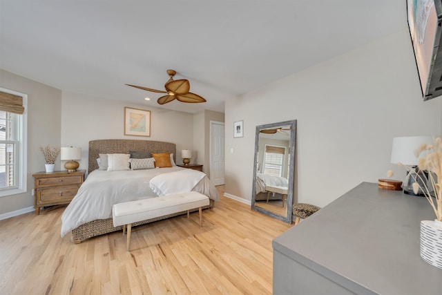 1524 Yacht Ave Unit A, Cape May, NJ 08204 - bedroom featuring light wood-type flooring, baseboards, a ceiling fan, and recessed lighting