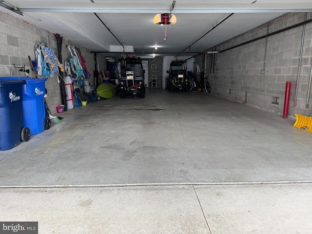 garage with a garage door opener