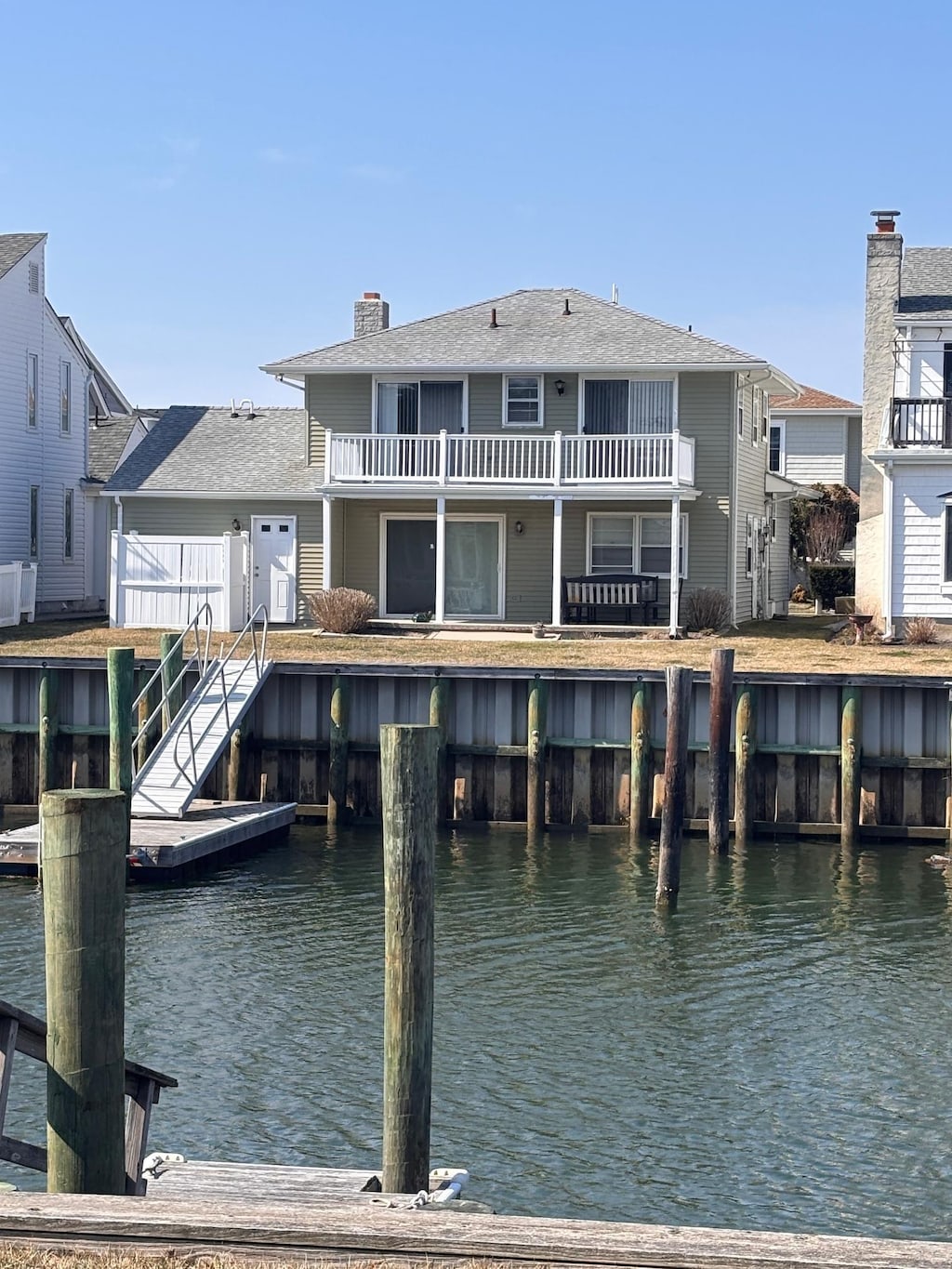 7 Kingston Ln, Ocean City, NJ 08226 - dock featuring a water view, a balcony, and a residential view