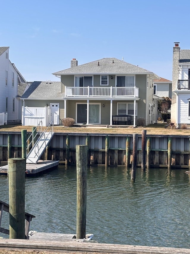 7 Kingston Ln, Ocean City, NJ 08226 - dock featuring a water view, a balcony, and a residential view