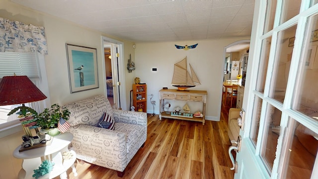 living area featuring light hardwood / wood-style flooring