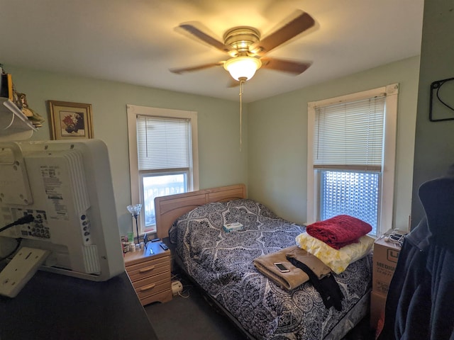 bedroom featuring ceiling fan