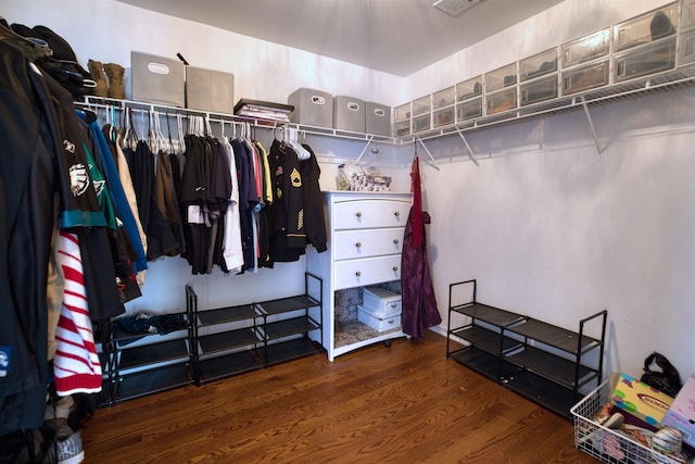 spacious closet featuring wood finished floors