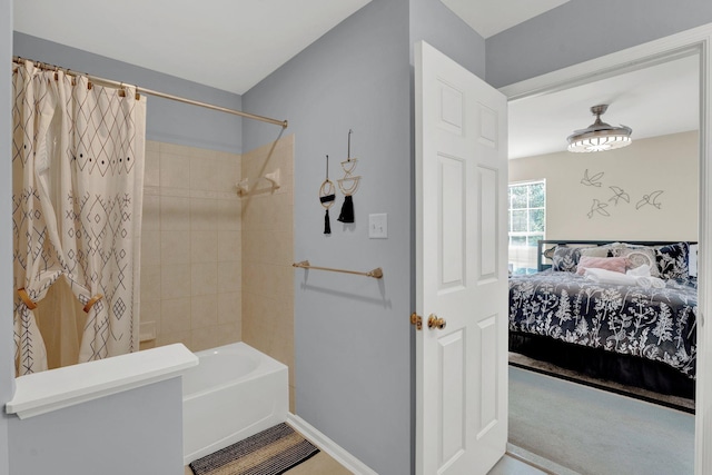 bathroom featuring shower / bath combination with curtain