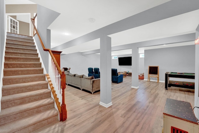 living room with light wood-type flooring