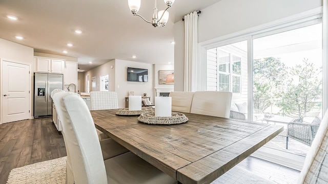 942 Carol Ave, Lower Township, NJ 08204 - dining space featuring dark wood finished floors, a chandelier, and recessed lighting