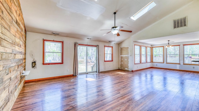 8 Sheila Ave, Seaville, NJ 08230 - unfurnished room featuring healthy amount of natural light, ceiling fan, lofted ceiling, and wood finished floors