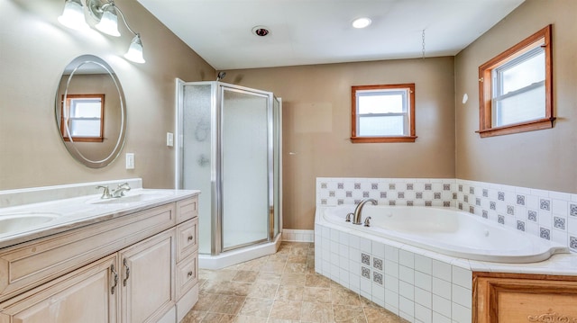 8 Sheila Ave, Seaville, NJ 08230 - bathroom with a garden tub, a stall shower, and double vanity
