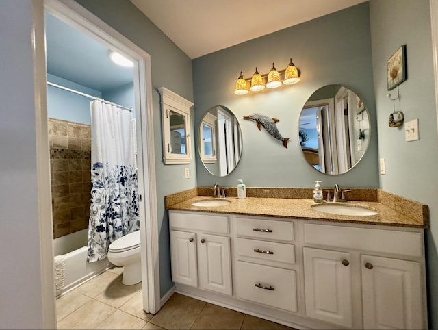 63 Cape Woods Rd, North Cape May, NJ 08204 - full bathroom featuring double vanity, tile patterned flooring, and shower / tub combo