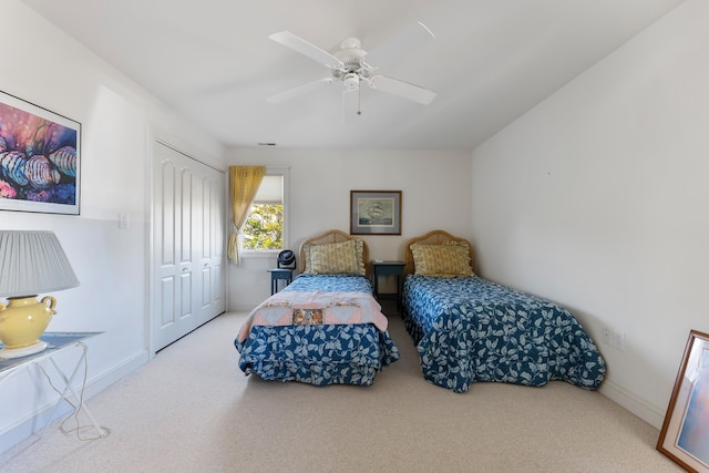 7423 Ocean Dr, Avalon, NJ 08202 - carpeted bedroom featuring a closet, baseboards, and a ceiling fan