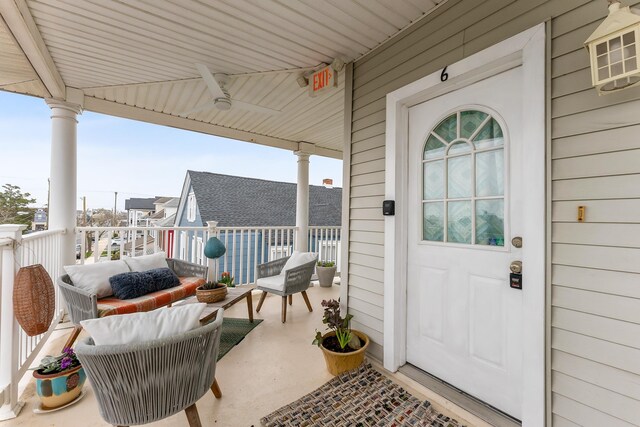 122 W Wisteria Rd Unit 301Aka # 6, Wildwood Crest, NJ 08260 - property entrance with a ceiling fan