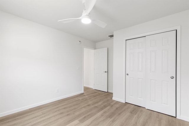 108 Sunray Beach Rd, Del Haven, NJ 08251 - unfurnished bedroom with light wood-type flooring, a closet, and ceiling fan