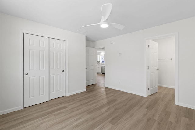 108 Sunray Beach Rd, Del Haven, NJ 08251 - unfurnished bedroom featuring a closet, light wood-type flooring, and ceiling fan