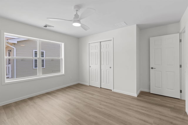 108 Sunray Beach Rd, Del Haven, NJ 08251 - unfurnished bedroom featuring light wood-style flooring, a closet, and a ceiling fan