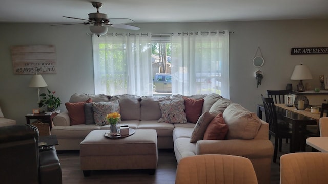 113 Heidi Ave, North Cape May, NJ 08204 - living room featuring a ceiling fan and wood finished floors