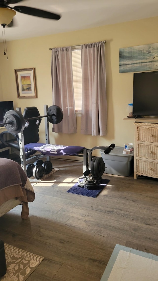 113 Heidi Ave, North Cape May, NJ 08204 - exercise room with wood finished floors and ceiling fan