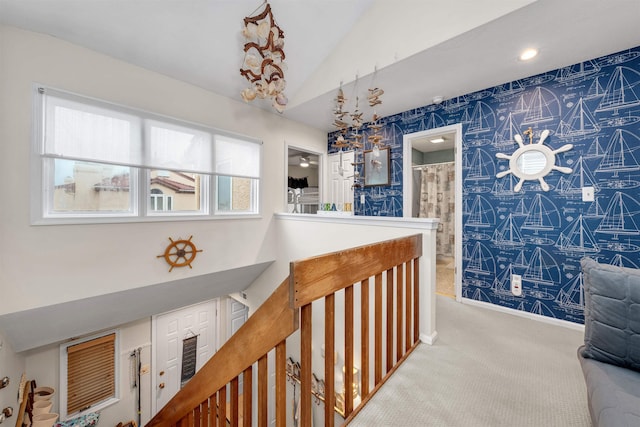301 E S Station Ave Unit 126, Lower Township, NJ 08260 - hall with carpet floors and vaulted ceiling