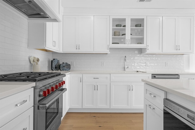 2977 Dune Dr Unit 6, Avalon, NJ 08202 - kitchen with appliances with stainless steel finishes, a sink, custom exhaust hood, light countertops, and white cabinetry