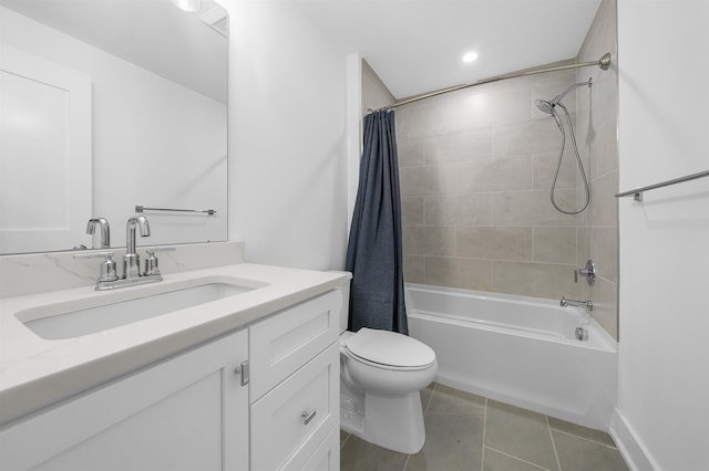 2977 Dune Dr Unit 6, Avalon, NJ 08202 - full bathroom featuring vanity, shower / bath combination with curtain, toilet, tile patterned floors, and recessed lighting