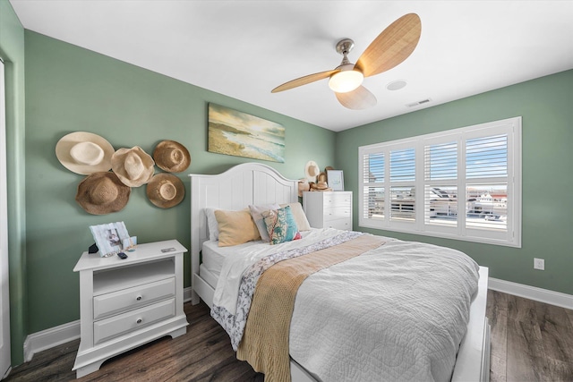 110 W Walnut Ave Unit 103, North Wildwood, NJ 08260 - bedroom featuring dark wood-style floors and ceiling fan
