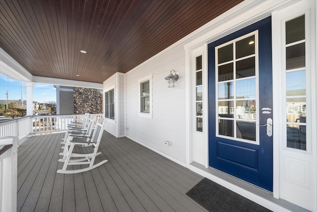 deck featuring covered porch