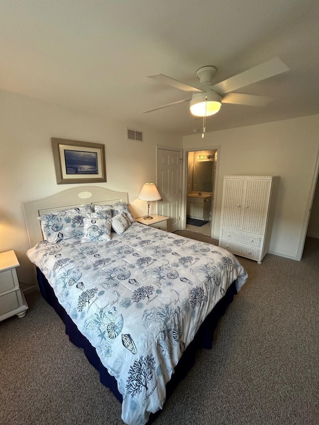 bedroom with carpet and ceiling fan