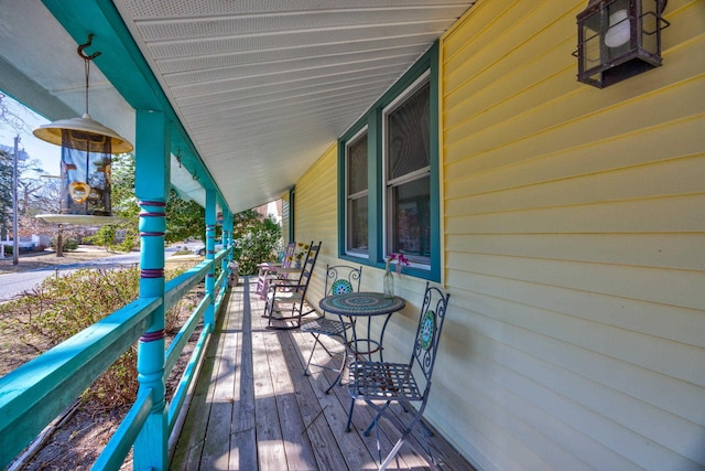 wooden deck with covered porch