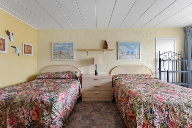 bedroom featuring wooden ceiling