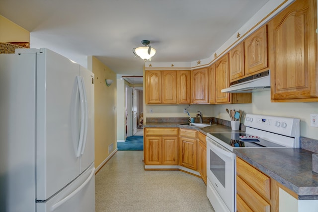 kitchen with sink and white appliances