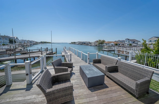 view of dock featuring a water view