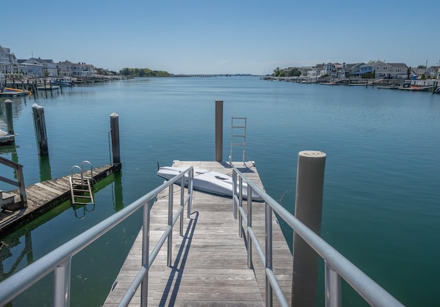 dock area featuring a water view