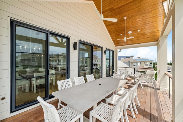 144 89th St, Stone Harbor, NJ 08247 - wooden terrace with outdoor dining space and ceiling fan