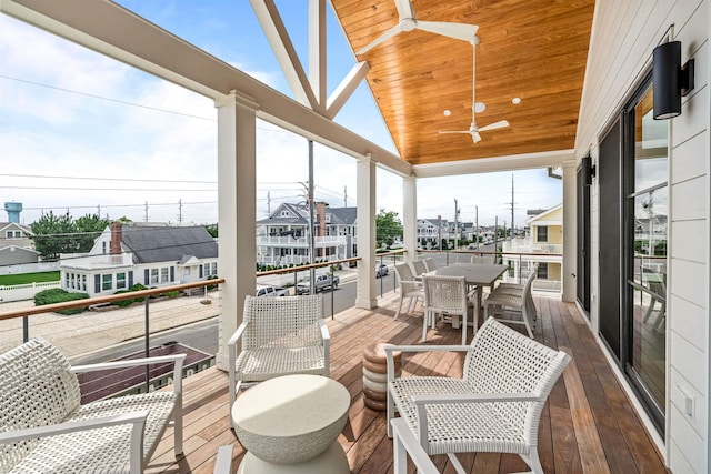 144 89th St, Stone Harbor, NJ 08247 - deck featuring a ceiling fan and outdoor dining space