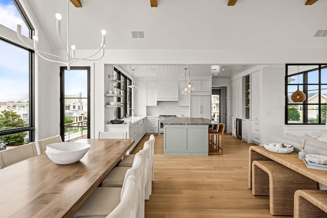 144 89th St, Stone Harbor, NJ 08247 - dining room with light wood-style floors, recessed lighting, and ceiling fan