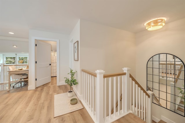 202 Osprey Dr Unit 202, Cape May Court House, NJ 08210 - hallway featuring an upstairs landing, wood finished floors, and recessed lighting