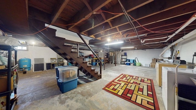 basement featuring washer and dryer