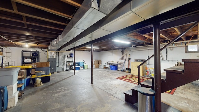 basement with washer / dryer